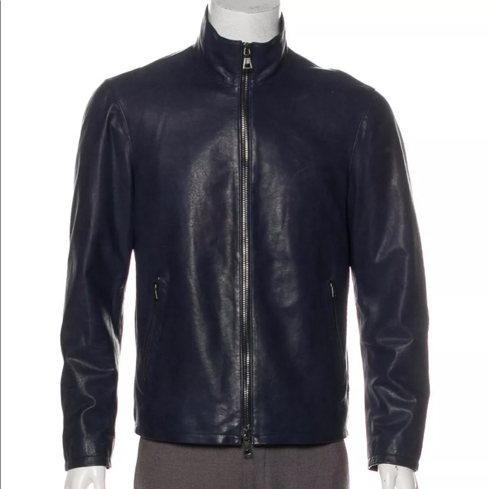 John Varvatos mainline blue leather jacket